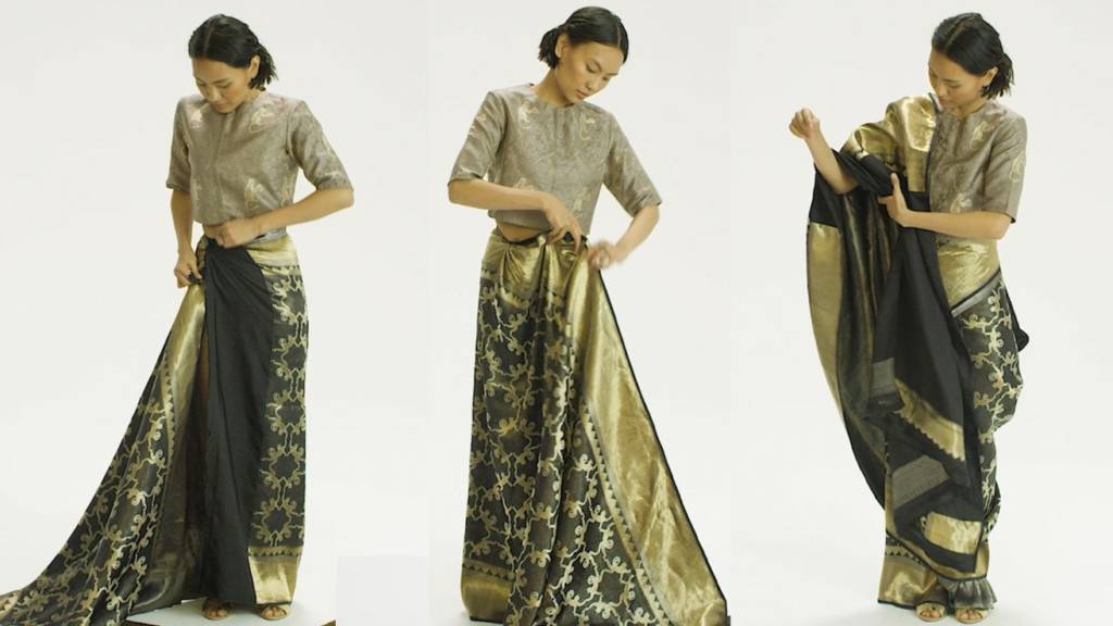 Saree draping by a woman
