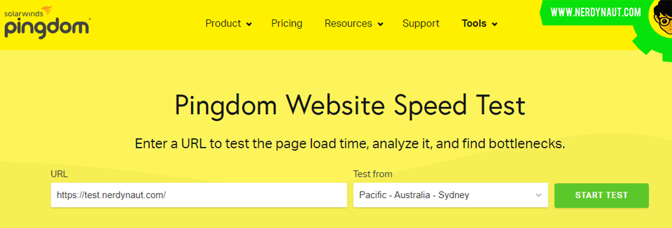 With BunnyCDN vs. without BunnyCDN: Test Setup at Pingdom tools