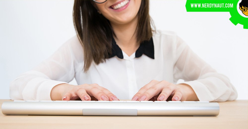 Girl using unrestricted Internet access at office