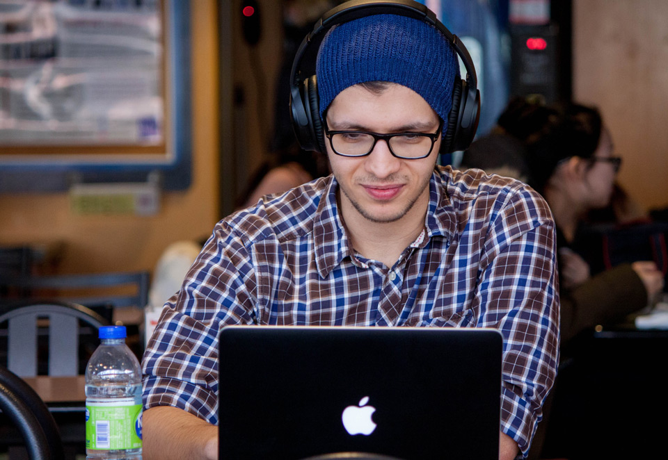 Guy using Head phones