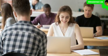 Girl learning english grammar