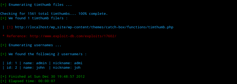 WordPress security audit using wpscan