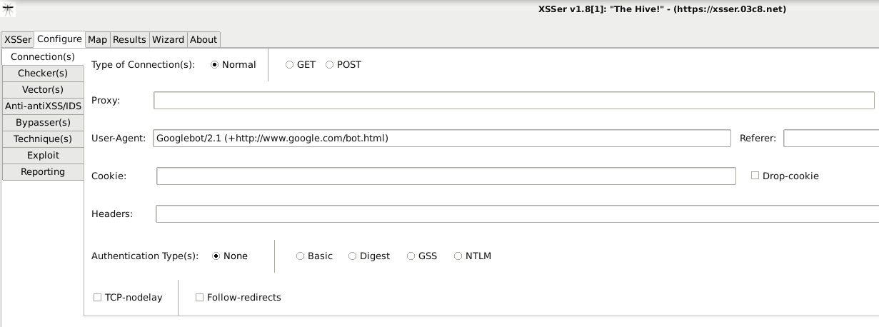WordPress scan using XSSer