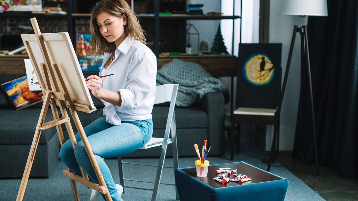 Female Artist drawing