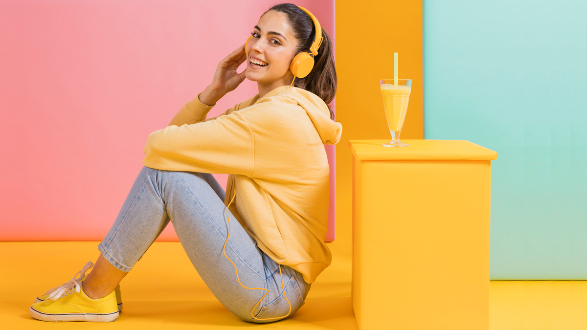 girl with a headphone
