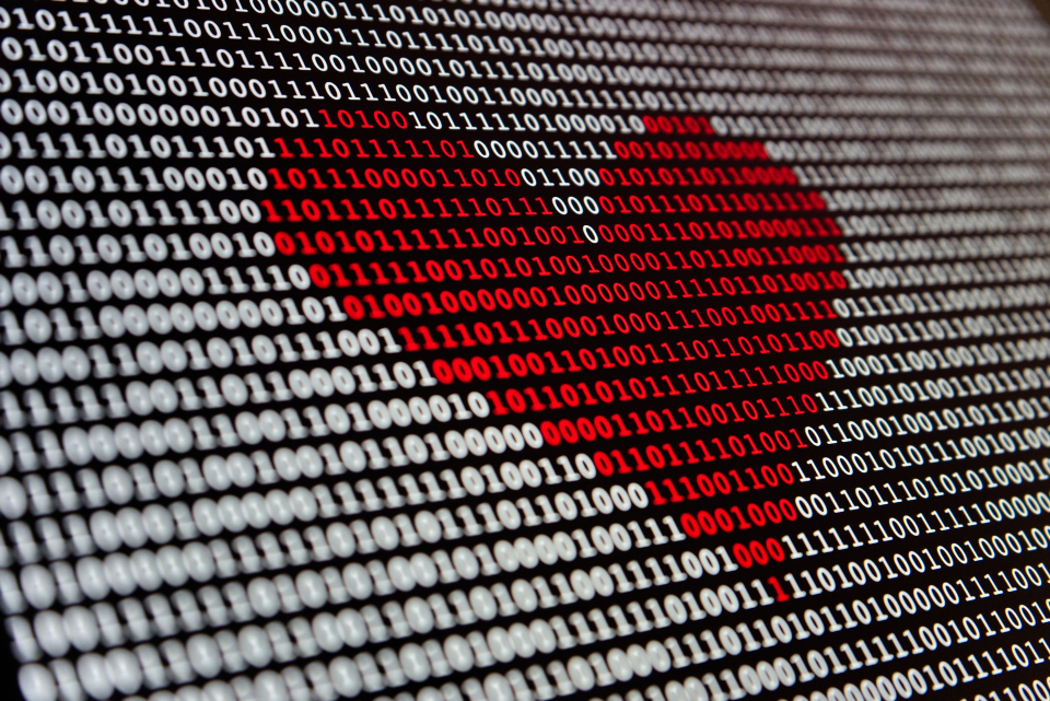 Red heart in binary