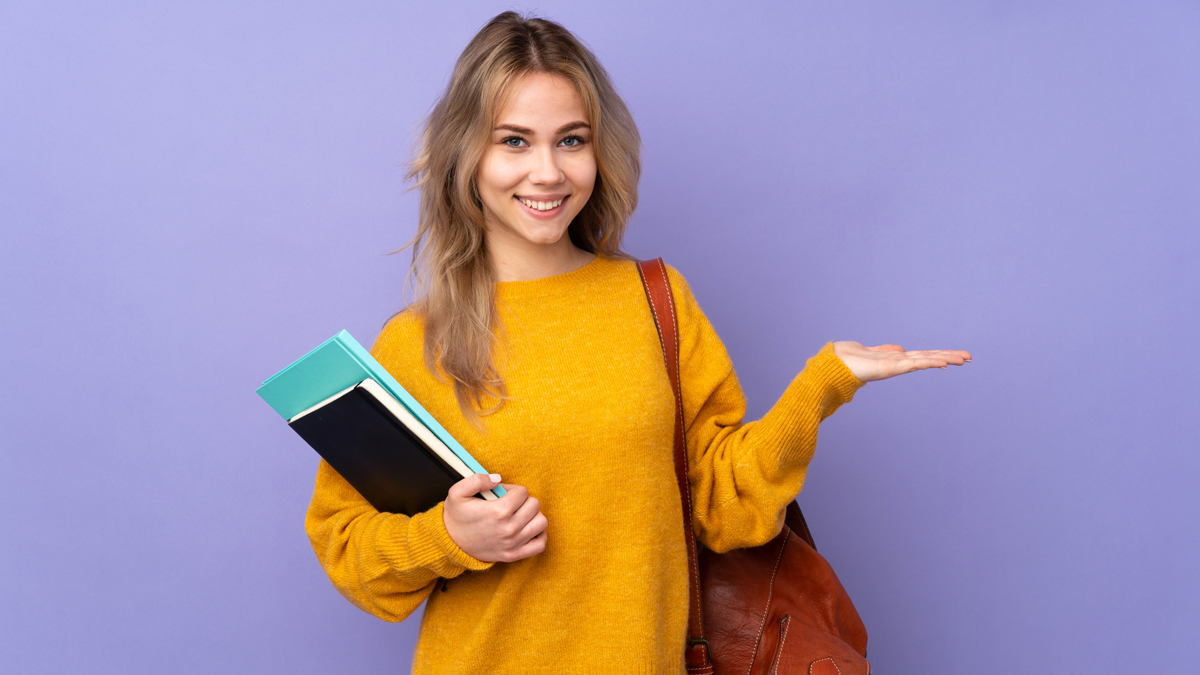 a happy college girl