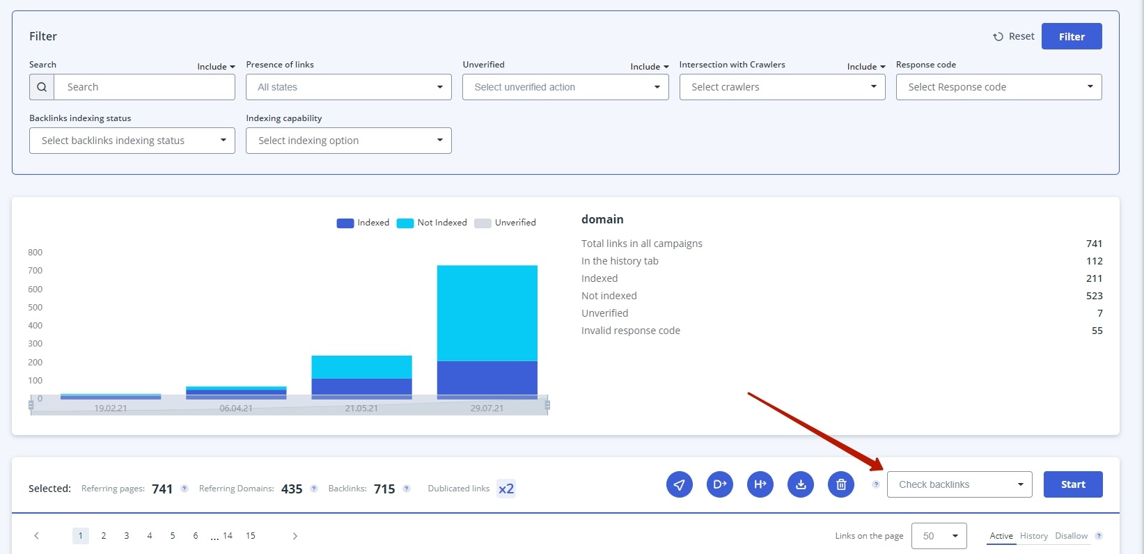 Analyze backlinks on linkbox