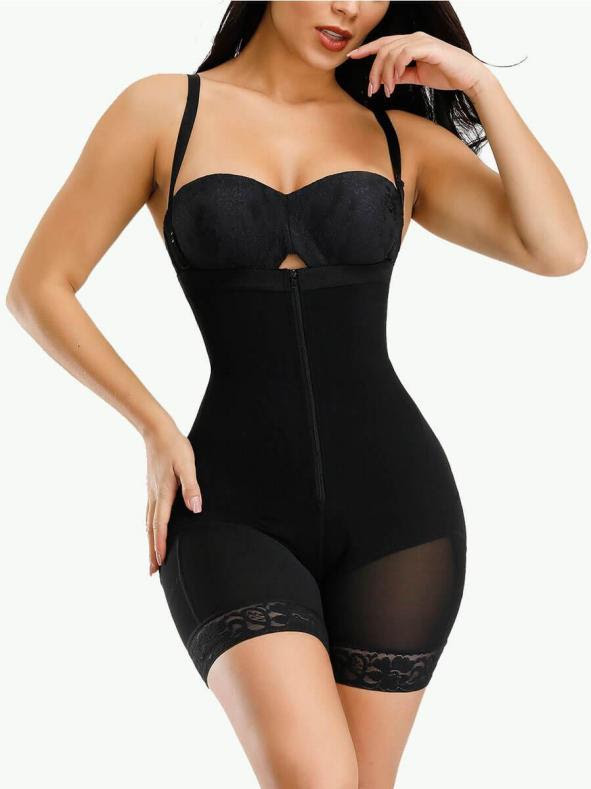 Sculptshe Detachable Straps Full Body Shaper Zipper Abdominal Control